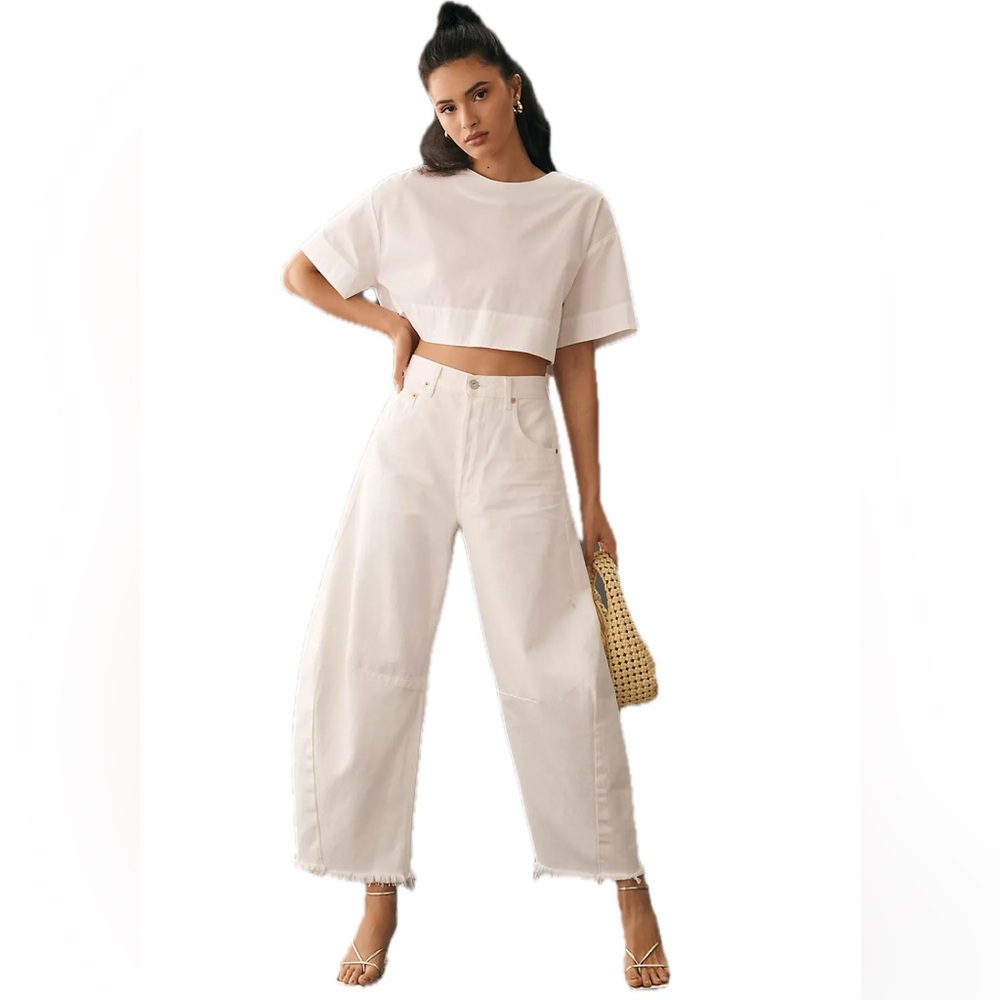Citizens Of Humanity White Wide Leg Flare Jeans